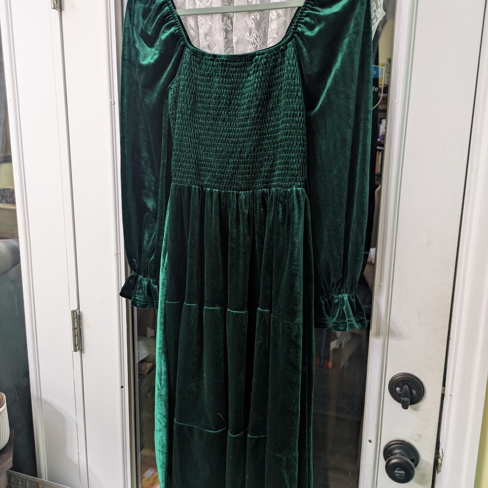 Elegant Green Velvet Dress